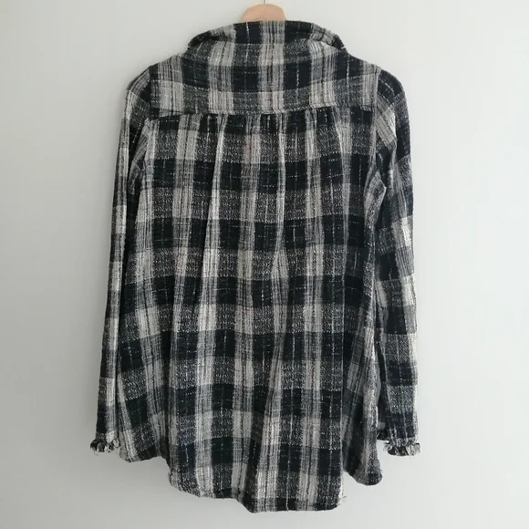 Free People Walk In The Park Plaid Tunic Top XS - Picture 4 of 16